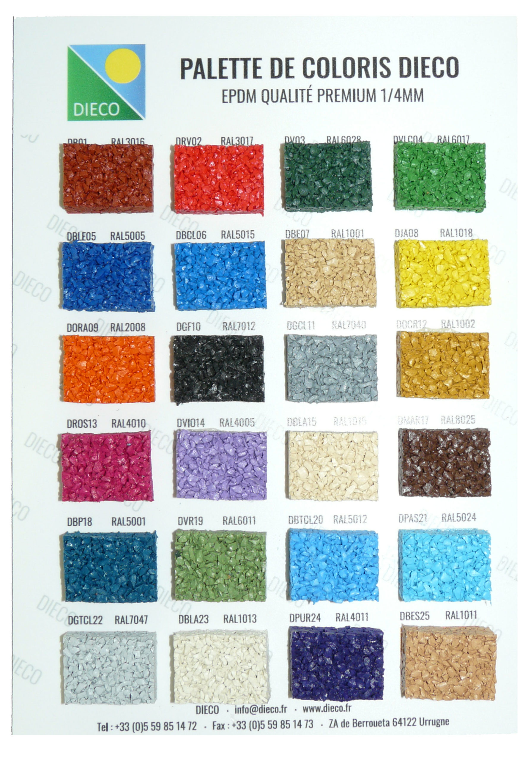 Palette Coloris EPDM DIECO